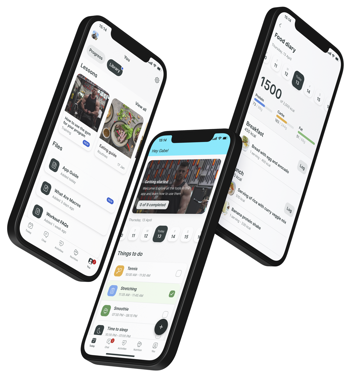 A mockup of the coaching app showcasing the features.